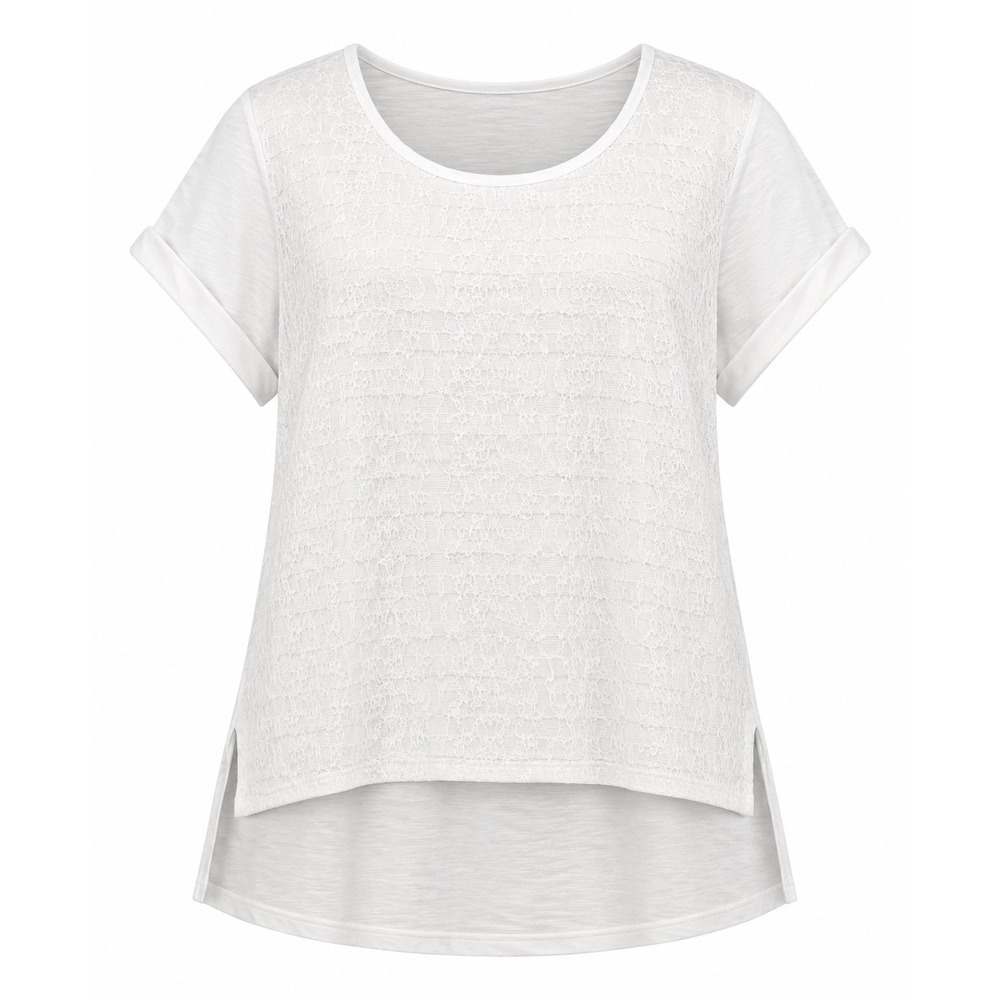 White Lace Overlay Tunic Top Plus Size XL blouse fairy tee feminine office party